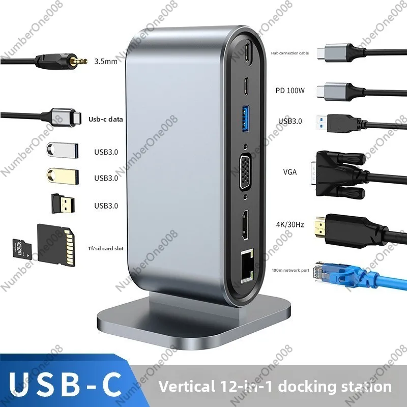 Type C Multiport Adapter - Stasiun Docking USB Vertikal 12-Port, Hub