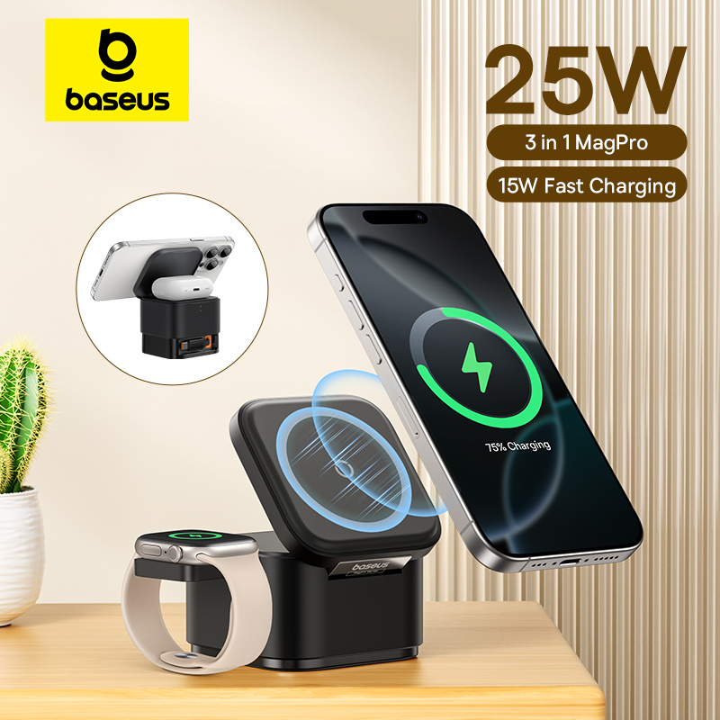 Wireless Charger 3 In 1 - Baseus 3 in 1 Magnetic Wireless