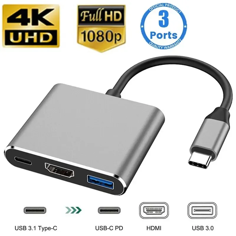 Type C Multiport Adapter - Adaptor Multiport 3-in-1 Tipe-C untuk Sakelar/Telepon/Komputer