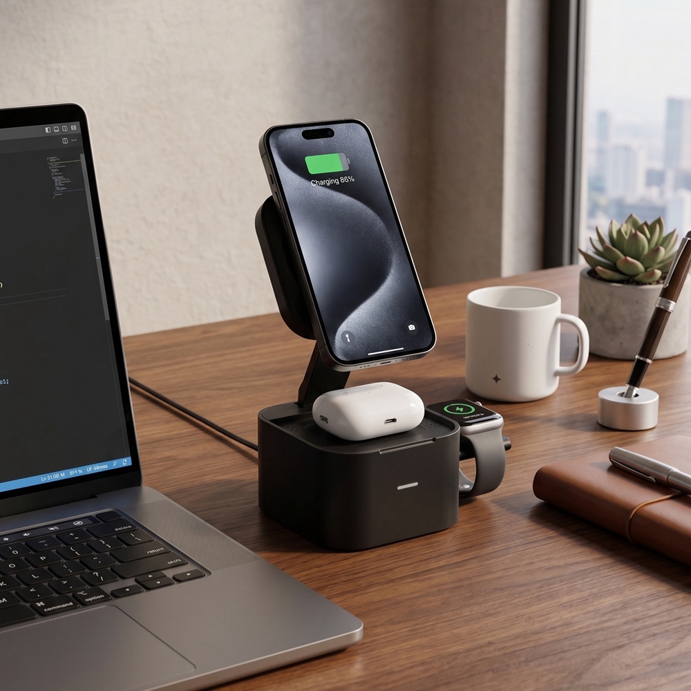 Stasiun Pengisian Daya Nirkabe - Wireless Charger 3 In 1 ulasan dan harga