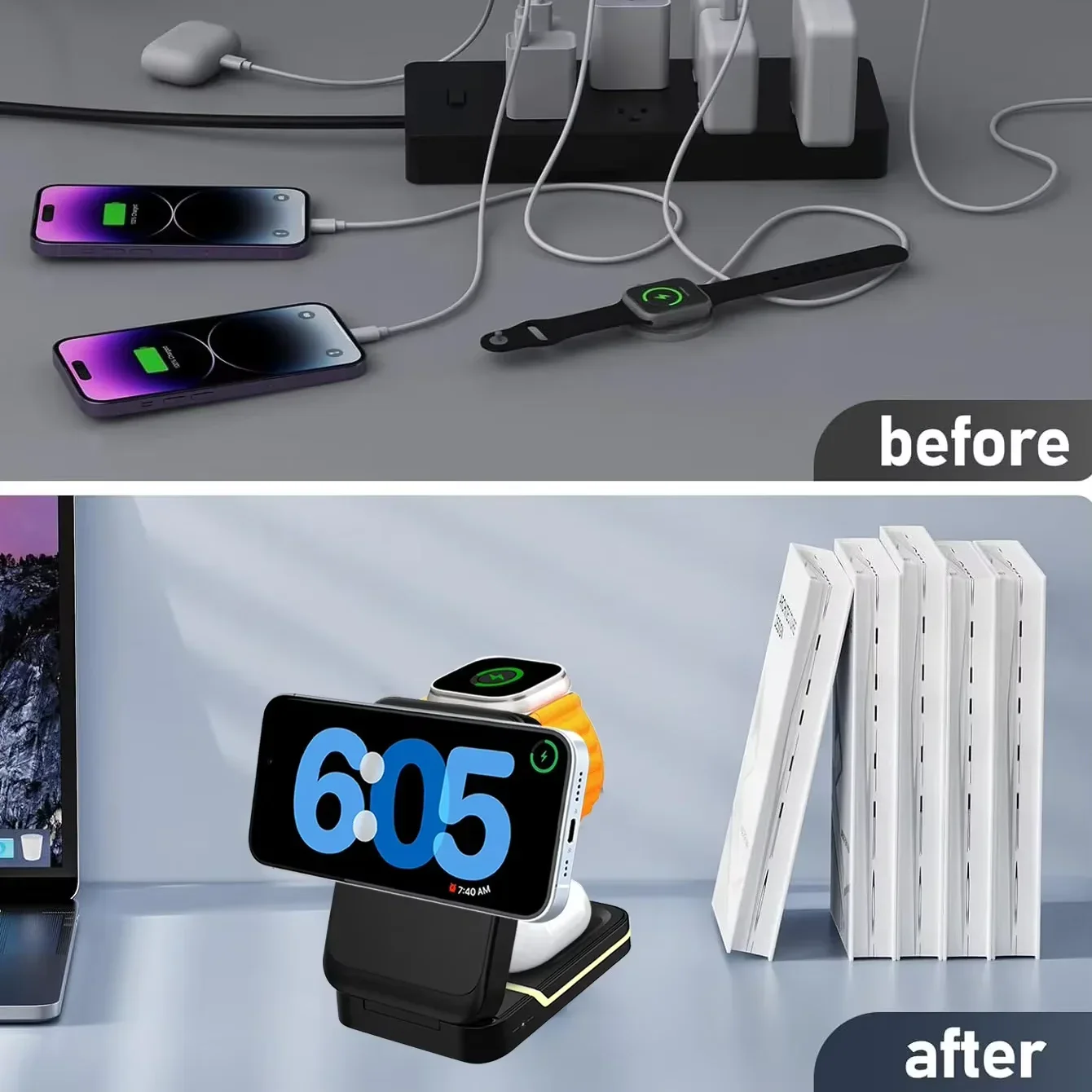 Stasiun Pengisian Daya Nirkabe - Wireless Charger 3 In 1 ulasan dan harga